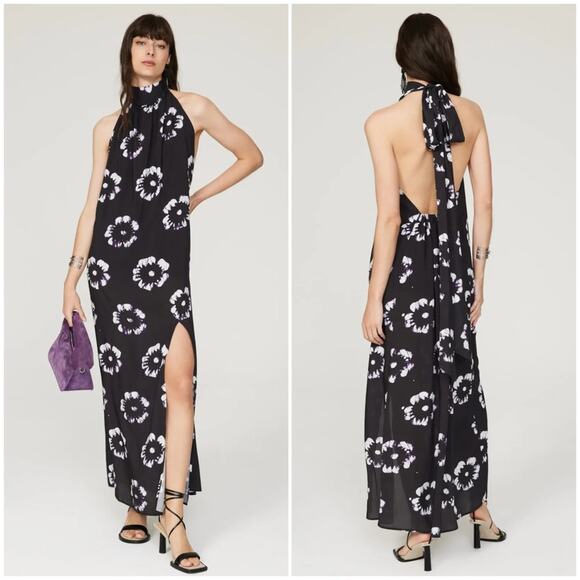 Busayo Collective Black & White Floral Halter Maxi Dress Size XL - Picture 9 of 9